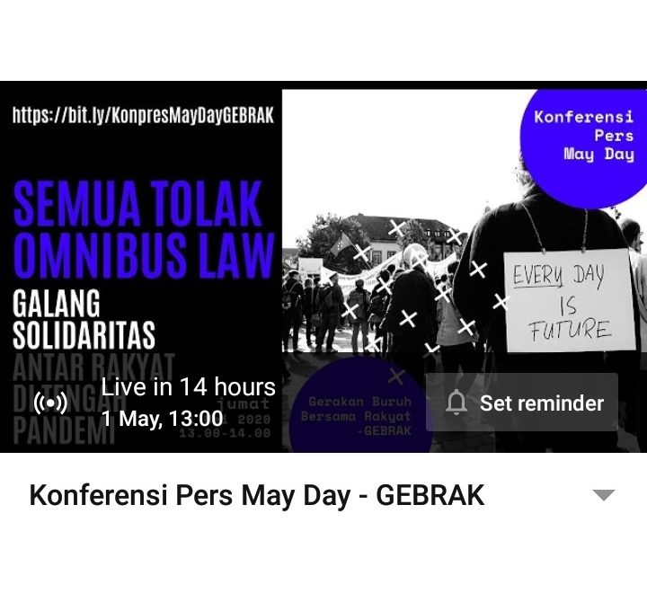 Hari Buruh Internasional 2020, GEBRAK Layangkan Beberapa Tuntutan