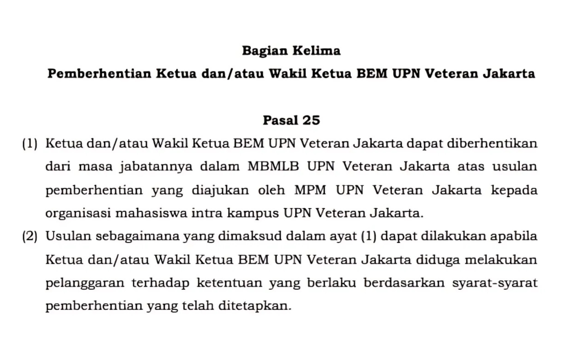 MPM Tinjau Ulang Regulasi Pemakzulan Ketua dan Wakil Ketua BEM UPNVJ